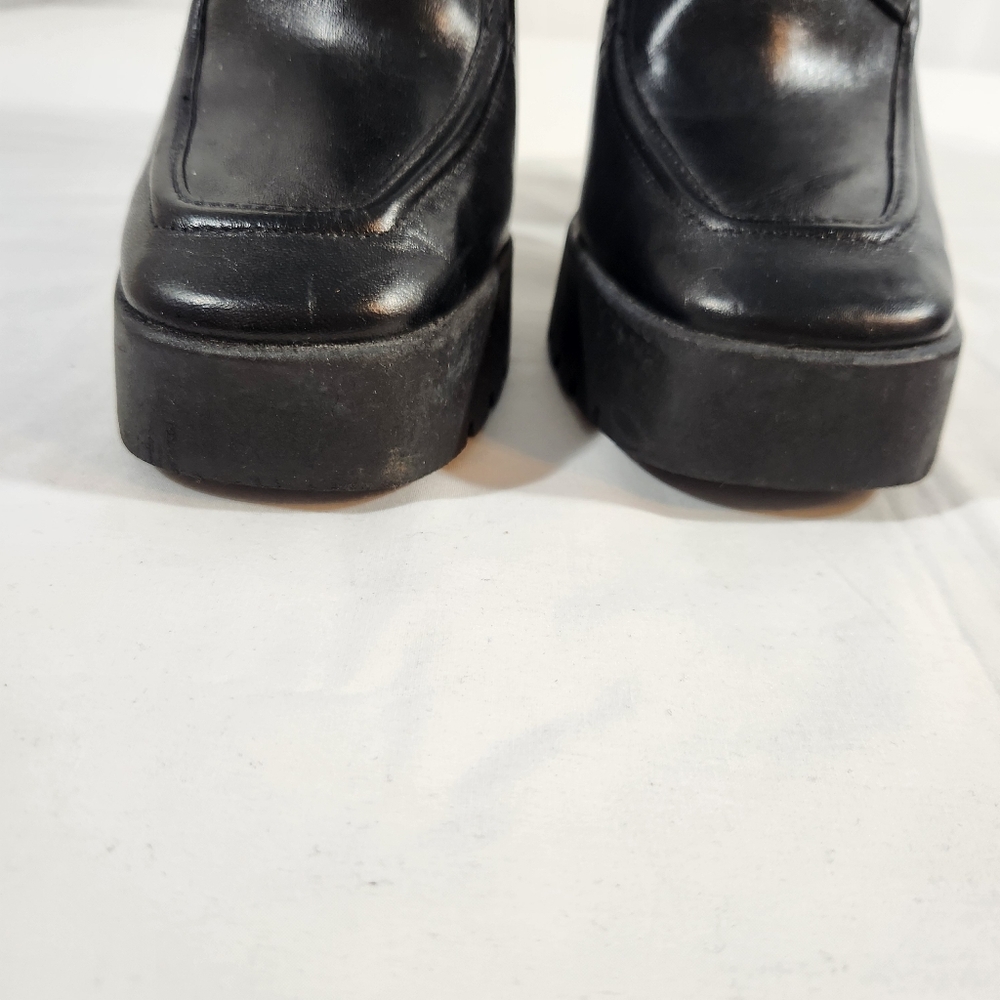 Schutz Black Taliani Leather Lace Up Platform Boots Size 9 - Picture 7 of 13